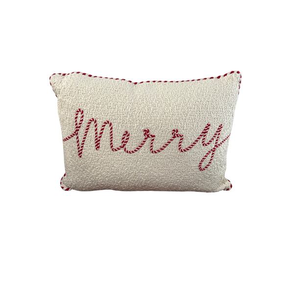 Christmas Throw Pillow Merry 19” X 14” - Picture 1 of 3